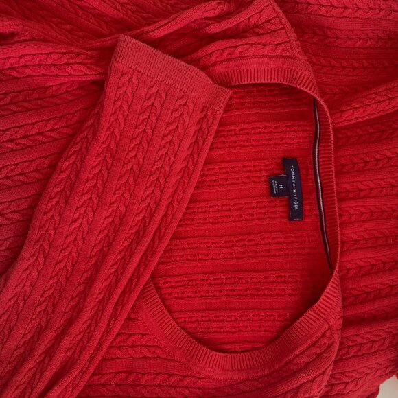 TOMMY HIFGER Baby Cable Long Sleeve U Neck Woman Sweater M - Picture 7 of 12